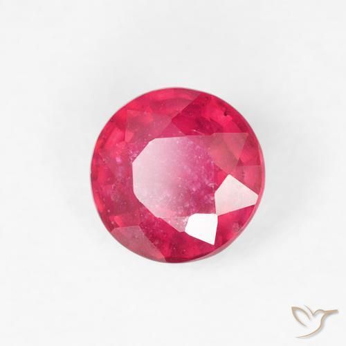 Rubí Rosado intenso natural de 0.81 ct, Redondo, VS