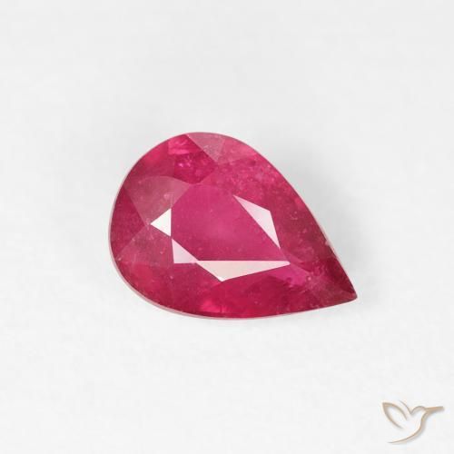 Rubí Rojo medio natural de 0.90 ct, En forma de pera, VS-SI