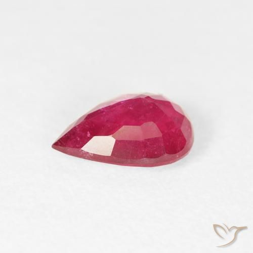 Rubí Rojo medio natural de 0.90 ct, En forma de pera, VS-SI