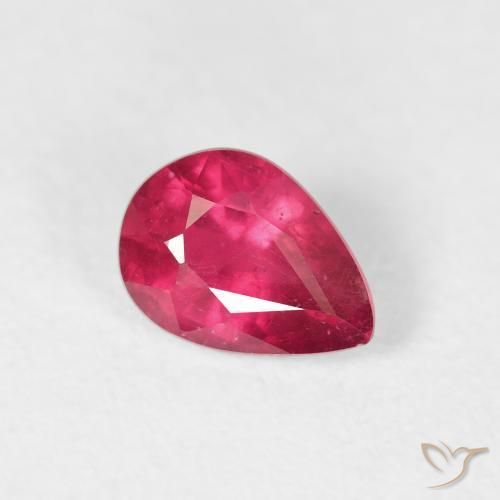 Rubí Rojo claro natural de 0.91 ct, En forma de pera, VS-SI