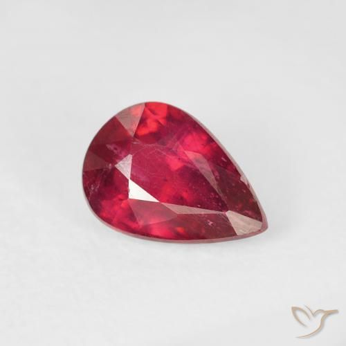 Rubí Rojo medio natural de 1.08 ct, En forma de pera, VS-SI