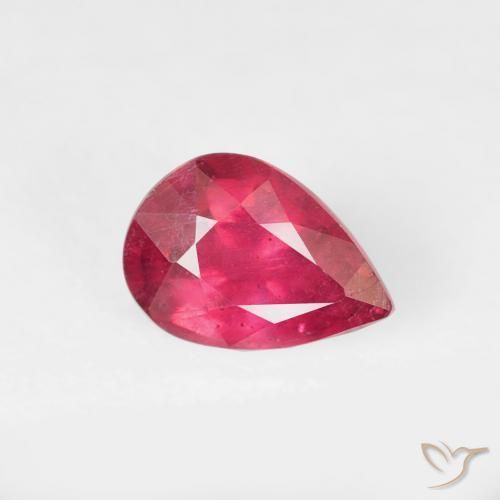 Rubí Rojo medio natural de 0.86 ct, En forma de pera, VS-SI