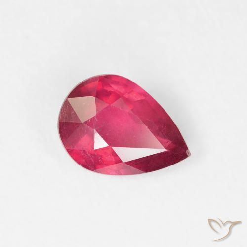 Rubí Rosado rojizo natural de 0.91 ct, En forma de pera, VS-SI