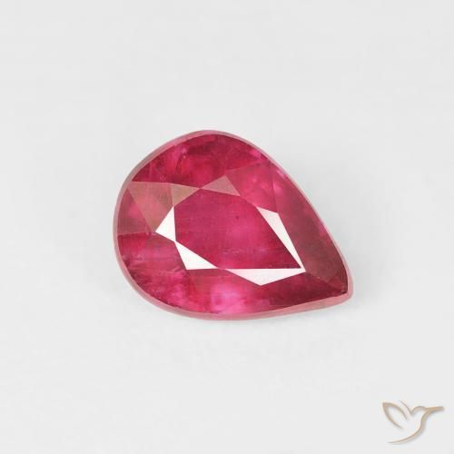 Rubí Rojo medio natural de 1.04 ct, En forma de pera, VS-SI