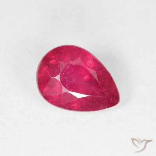 Rubí Rosado rojizo natural de 0.91 ct, En forma de pera, VS-SI