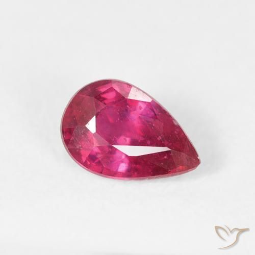 Rubí Rojo claro natural de 0.70 ct, En forma de pera, VS-SI