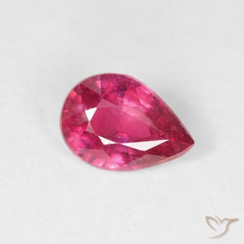 Rubí Rojo claro natural de 0.49 ct, En forma de pera, VS-SI
