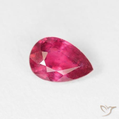 Rubí Rojo rosado natural de 0.58 ct, En forma de pera, VS-SI