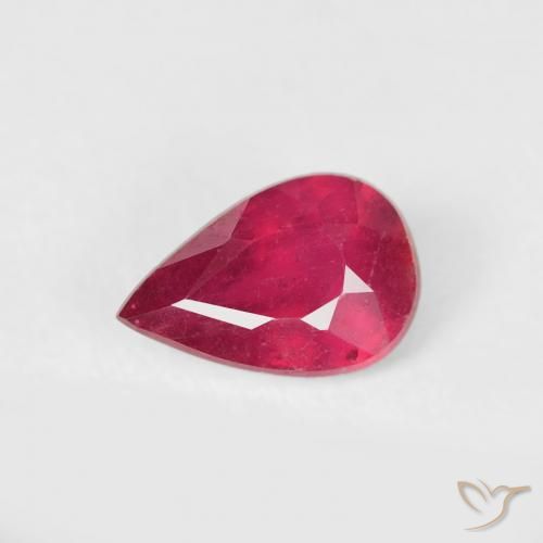 Rubí Carmesí intenso natural de 0.52 ct, En forma de pera, VS-SI