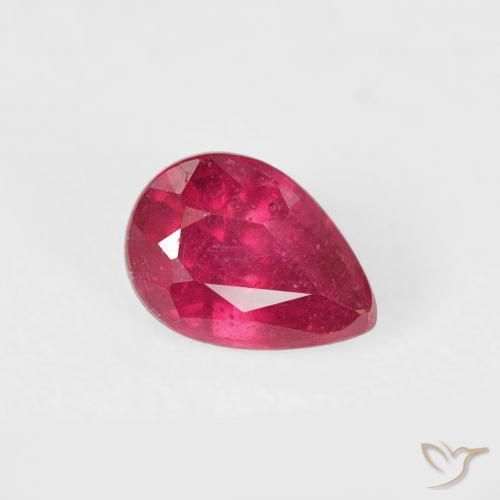 Rubí Rojo rosado natural de 0.62 ct, En forma de pera, VS-SI