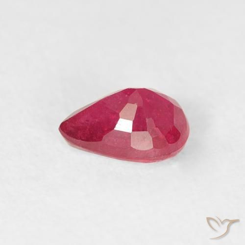 Rubí Rojo rosado natural de 0.62 ct, En forma de pera, VS-SI
