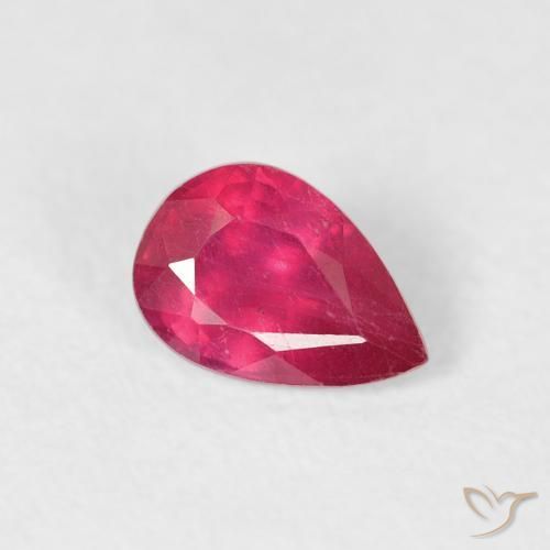 Rubí Rojo rosado natural de 0.57 ct, En forma de pera, VS