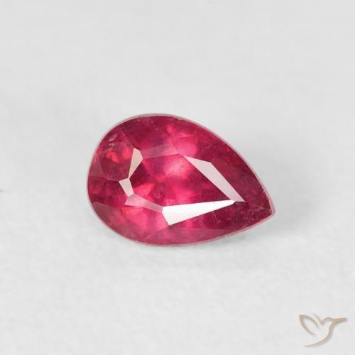 Rubí Rojo medio natural de 0.62 ct, En forma de pera, VS-SI