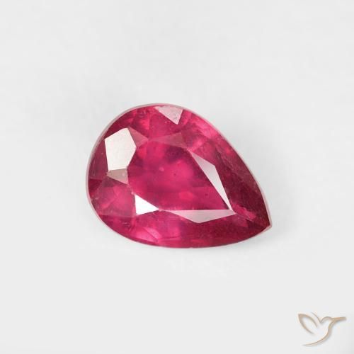 Rubí Rojo medio natural de 0.78 ct, En forma de pera, VS-SI