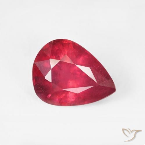 Rubí Rojo medio natural de 2.55 ct, En forma de pera, VS
