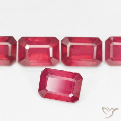 Rubí rojo natural de 1,57 ct, corte esmeralda, VS