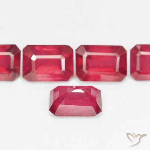 Rubí rojo natural de 1,57 ct, corte esmeralda, VS