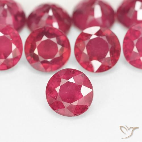 Rubí rojo natural de 1,39 ct, corte redondo, VS