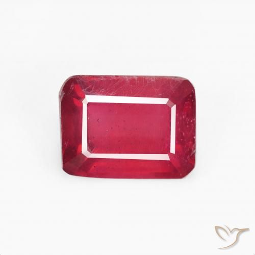 3.83ct Natural Rojo mermelada Rubí, corte esmeralda, VS