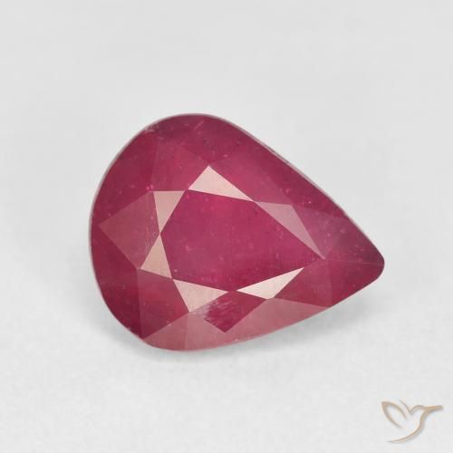Rubí Rojo rosado natural de 4.12 ct, En forma de pera, VS