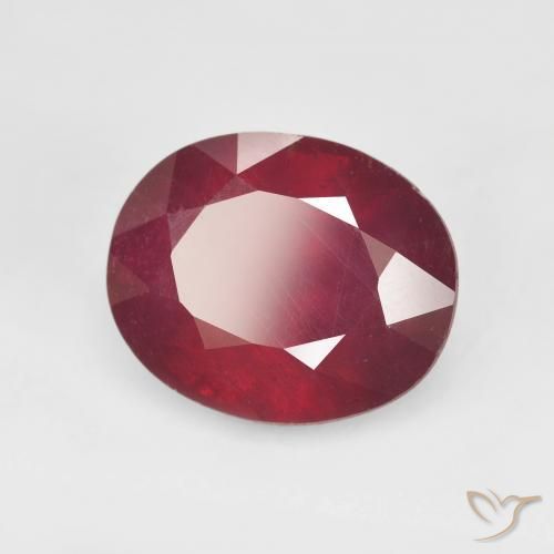 Rubí Rojo oscuro natural de 6.82 ct, Ovalada, VS