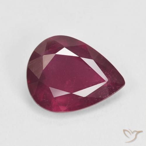 Rubí Rojo oscuro natural de 4.11 ct, En forma de pera, VS