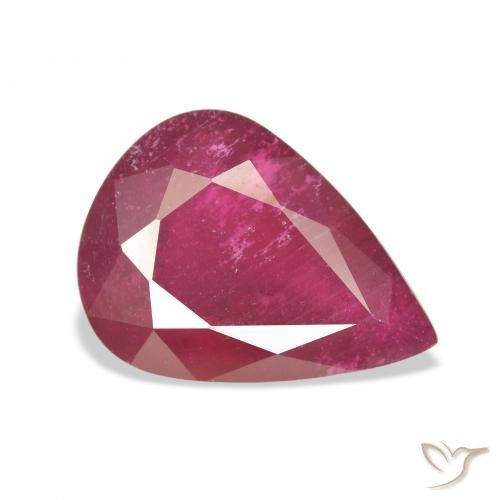 Rubí Rojo oscuro natural de 10.07 ct, En forma de pera, VS