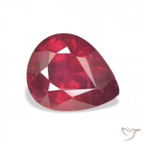 Rubí Carmesí intenso natural de 6.37 ct, En forma de pera, VS