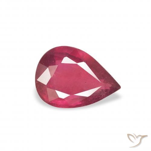 Rubí Rosado rojizo natural de 0.92 ct, En forma de pera, VS-SI