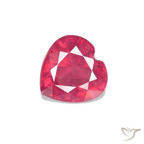 Rubí Rojo medio natural de 0.63 ct, Forma de corazón, VS