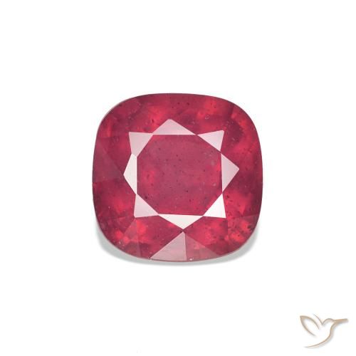 Rubí Rosado rojizo intenso natural de 0.84 ct, Corte Cojín, VS