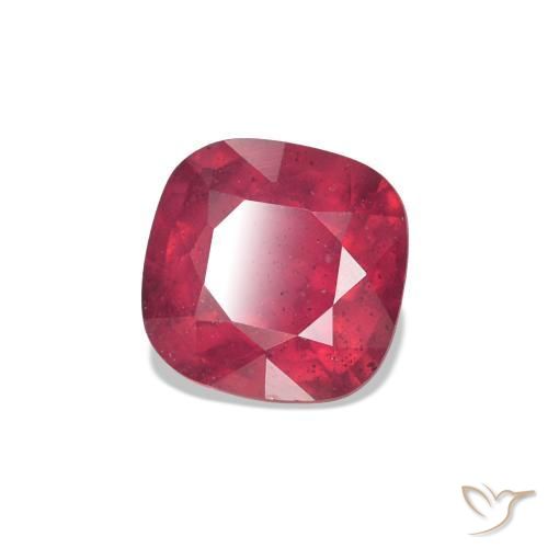Rubí Rosado rojizo intenso natural de 0.84 ct, Corte Cojín, VS