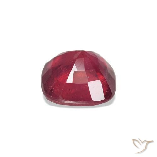 Rubí Rosado rojizo intenso natural de 0.84 ct, Corte Cojín, VS