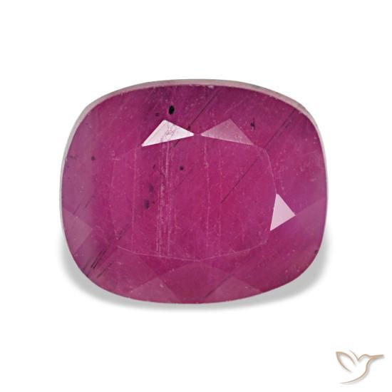 Rubí rojo natural de 2,65 ct, corte cojín, VS