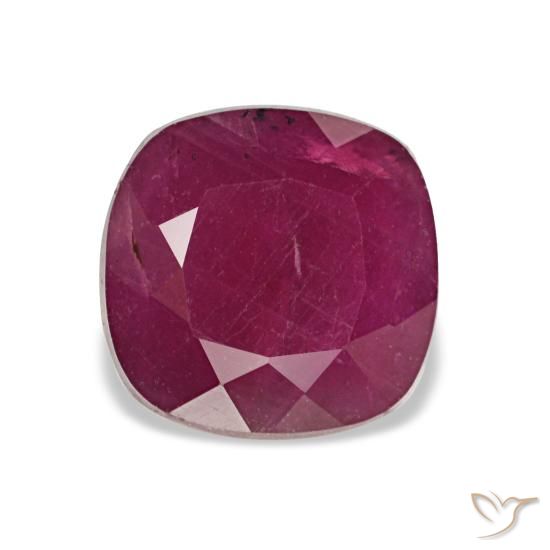 Rubí rojo natural de 1,70 ct, corte cojín, VS