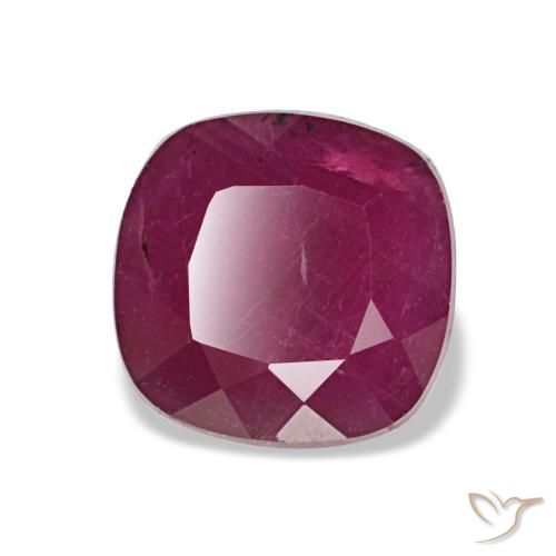 Rubí rojo natural de 1,70 ct, corte cojín, VS