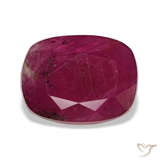 Rubí rojo natural de 2,62 ct, corte cojín, VS