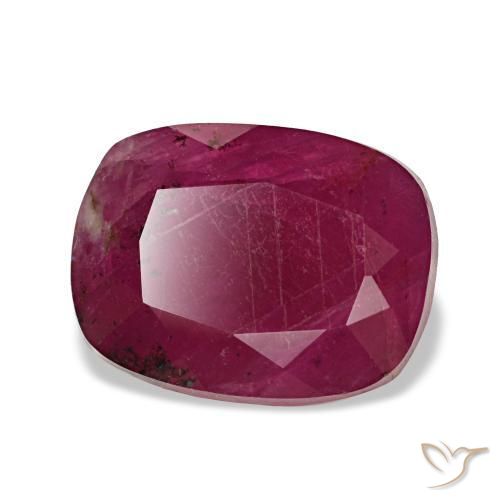Rubí rojo natural de 2,62 ct, corte cojín, VS