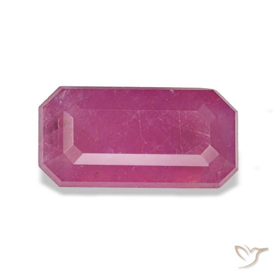 Rubí púrpura natural de 1,71 ct, corte esmeralda, VS