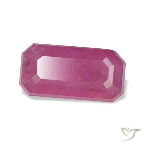 Rubí púrpura natural de 1,71 ct, corte esmeralda, VS