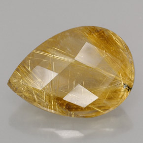 Cuarzo rutilado amarillo natural de 15,09 ct, transparente, transparente / translúcido