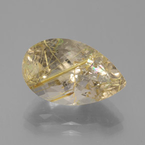 Cuarzo rutilado amarillo natural de 8,60 ct, en forma de pera, transparente