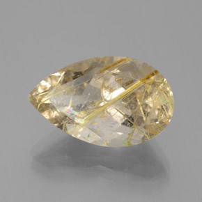 Cuarzo rutilado amarillo natural de 8,60 ct, en forma de pera, transparente