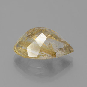 Cuarzo rutilado amarillo natural de 8,60 ct, en forma de pera, transparente