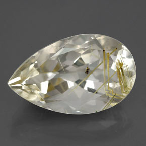 Cuarzo rutilado amarillo natural de 8,70 ct, en forma de pera, transparente