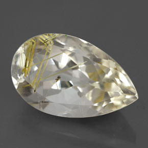 Cuarzo rutilado amarillo natural de 8,70 ct, en forma de pera, transparente