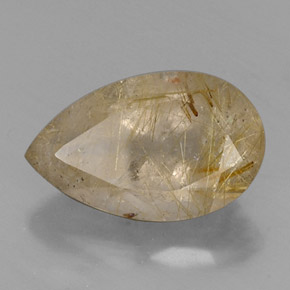 Cuarzo rutilado amarillo natural de 8,53 ct, en forma de pera, transparente