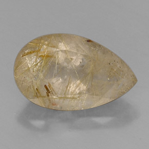 Cuarzo rutilado amarillo natural de 8,53 ct, en forma de pera, transparente