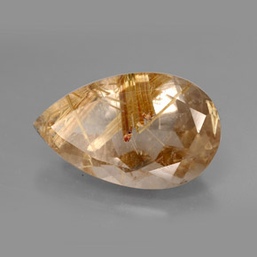 Cuarzo rutilado amarillo natural de 8,23 ct, en forma de pera, opaco