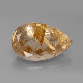 Cuarzo rutilado amarillo natural de 8,23 ct, en forma de pera, opaco